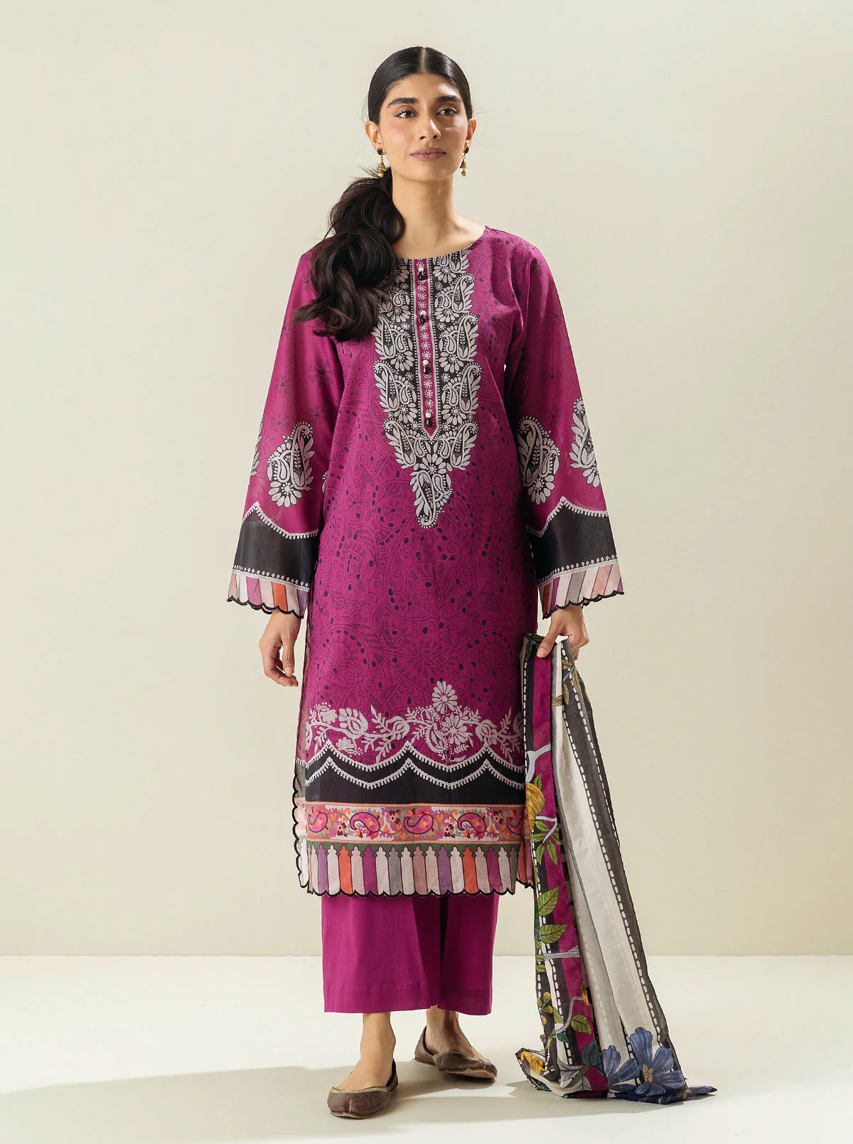 3 PIECE - PRINTED LAWN SUIT - DRAGON FRUIT DREAMS - Image 2