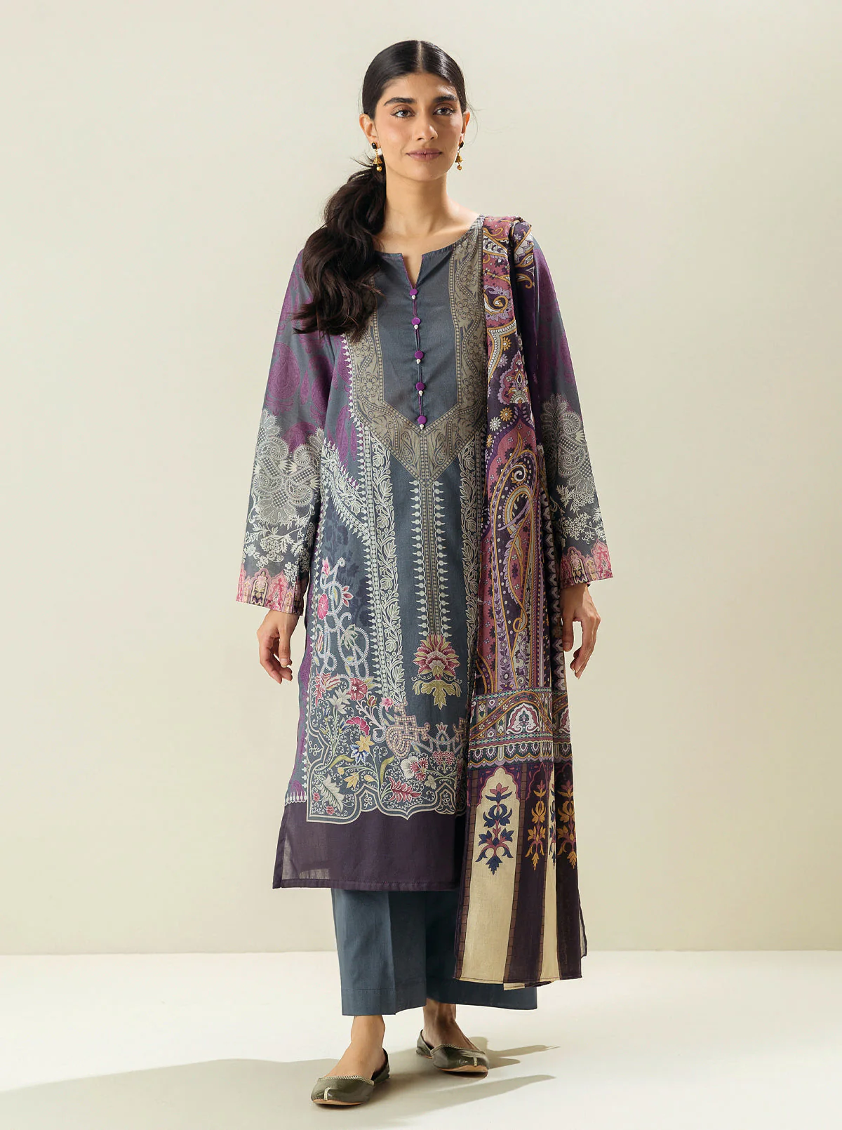 3 PIECE - PRINTED LAWN SUIT - ROYAL FORM