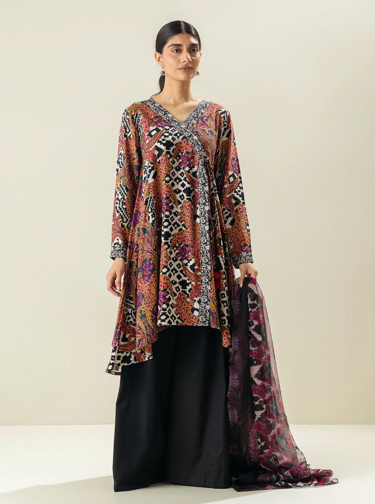 3 PIECE - PRINTED LAWN SUIT - EXOTIC LEAF - Image 3