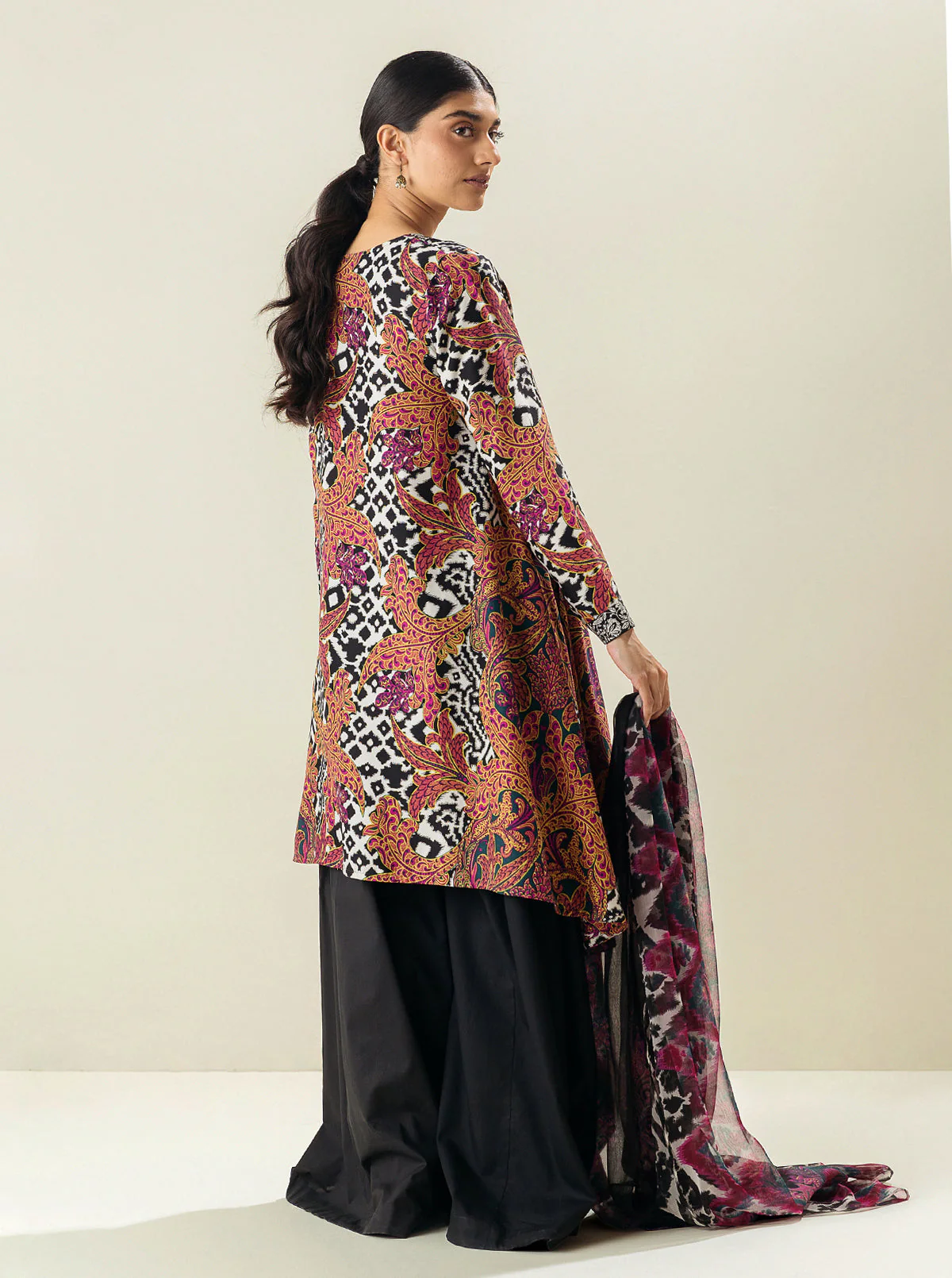 3 PIECE - PRINTED LAWN SUIT - EXOTIC LEAF - Image 4