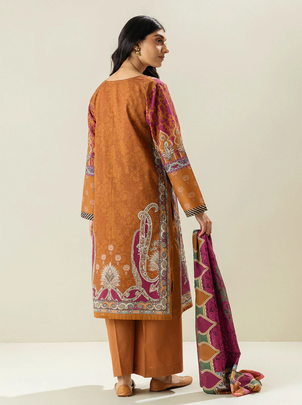 3 PIECE - PRINTED LAWN SUIT - SUNSET OBLIVION - Image 3