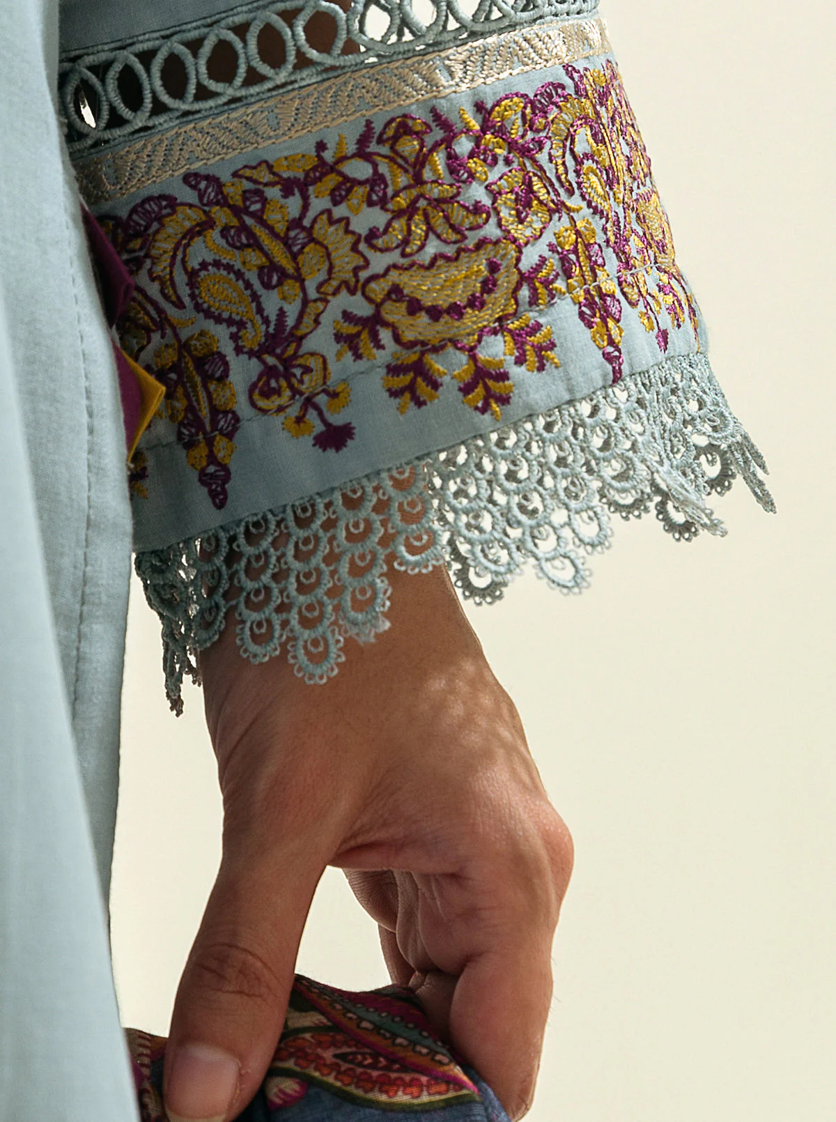3 PIECE - EMBROIDERED LAWN SUIT - DEVOTION BLUE - Image 4