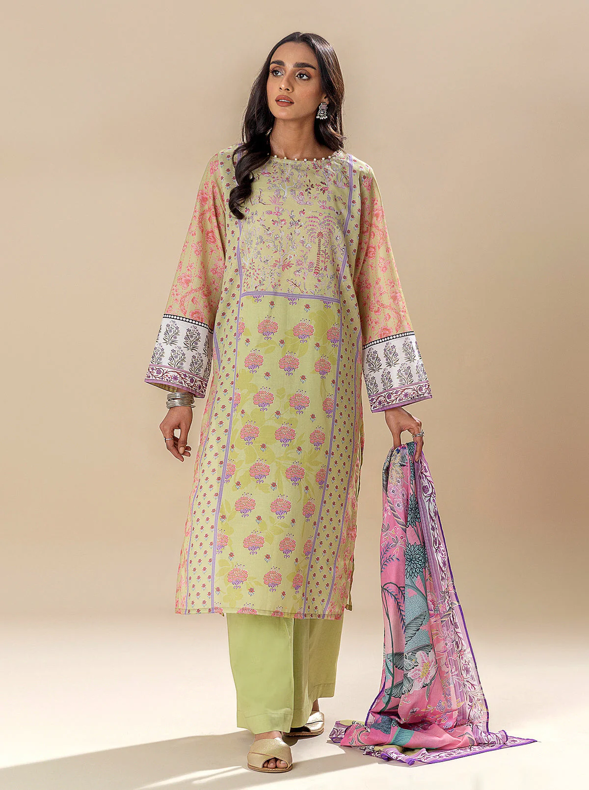 2 PIECE PRINTED LAWN SUIT-VIBRANT BLISS (UNSTITCHED) - Image 5