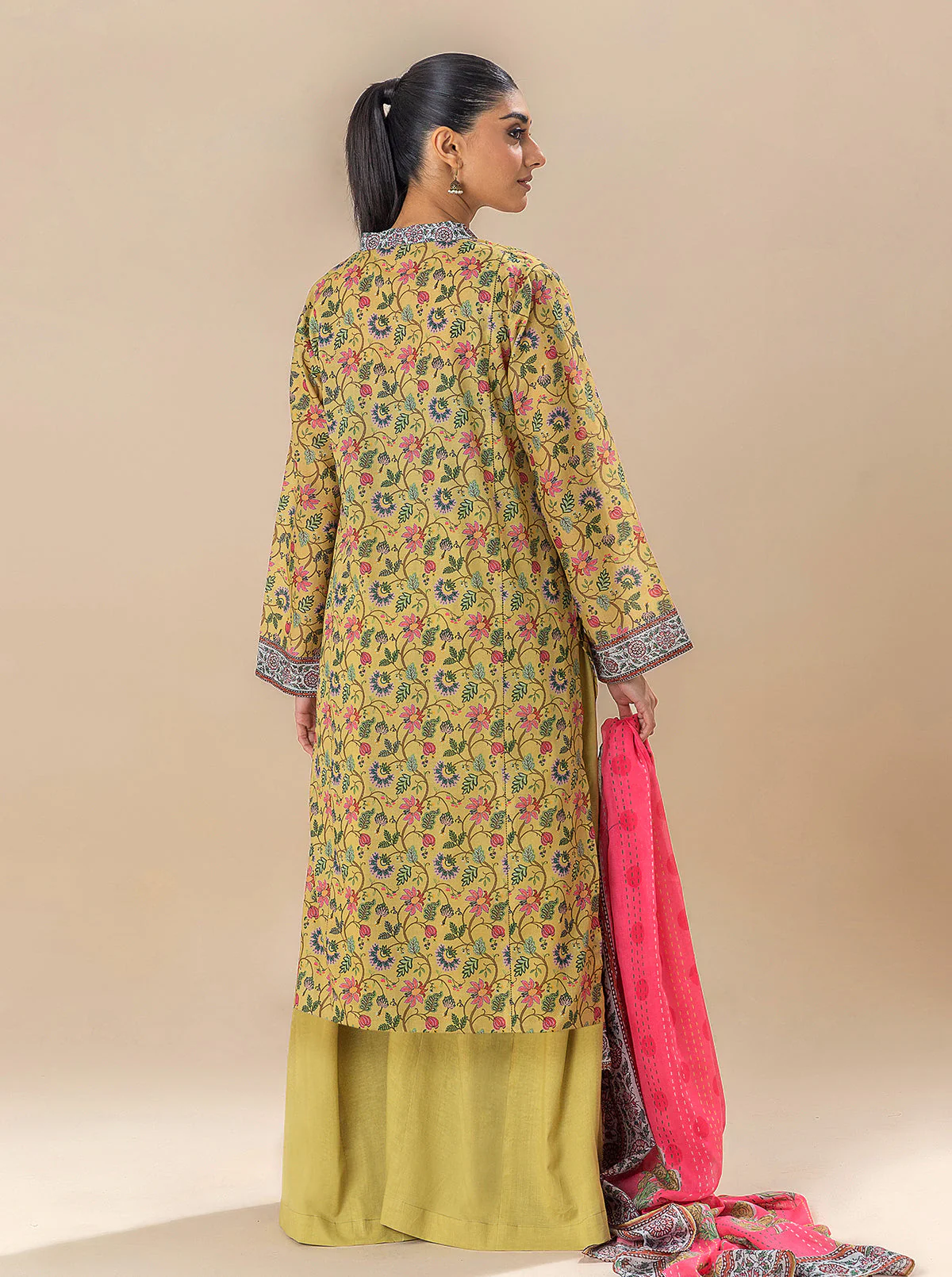 2 PIECE PRINTED LAWN SUIT-MELLOW YELLOW (UNSTITCHED) - Image 2