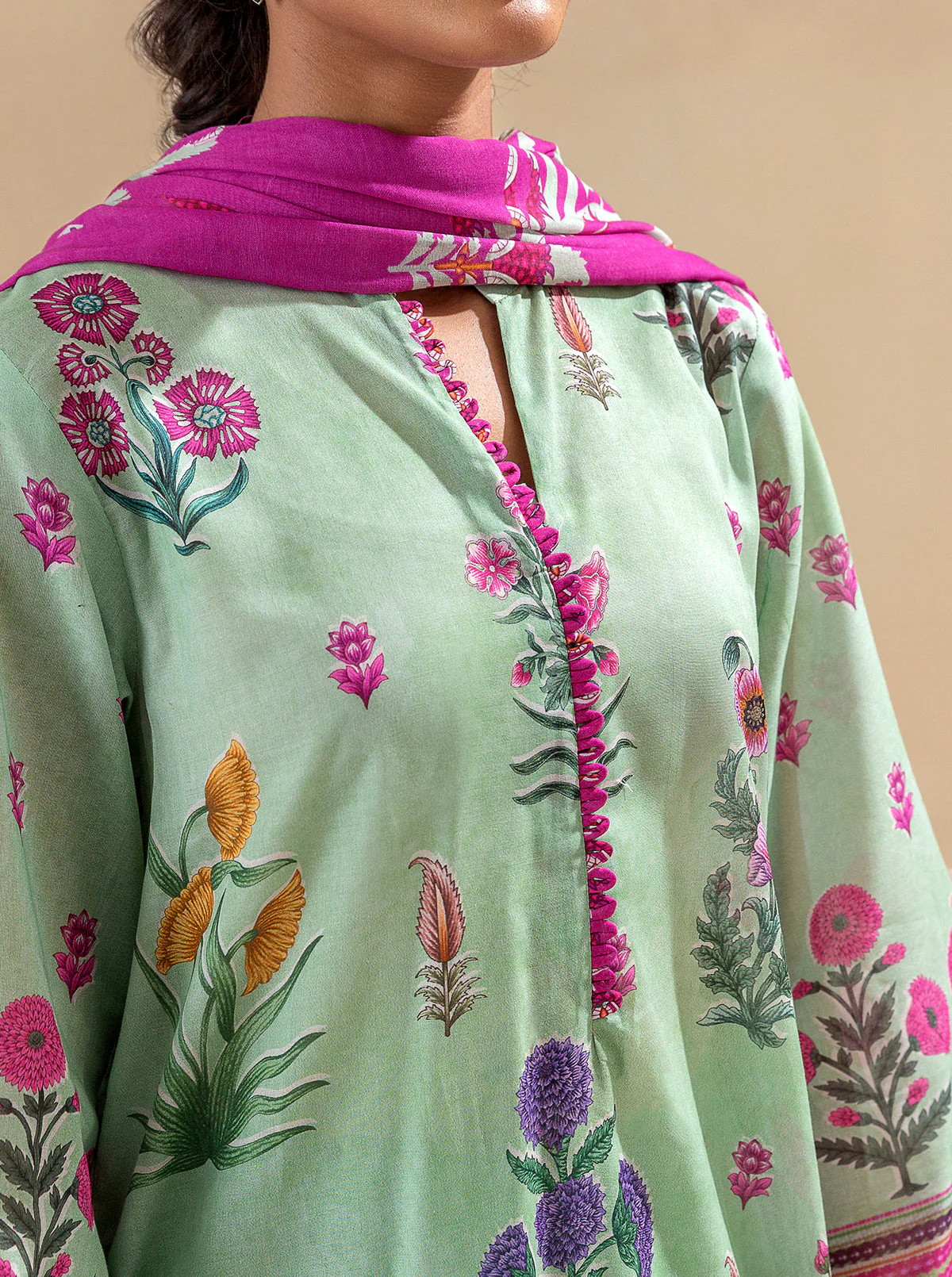 2 PIECE PRINTED LAWN SUIT-MUGHAL ACCENTS (UNSTITCHED) - Image 3