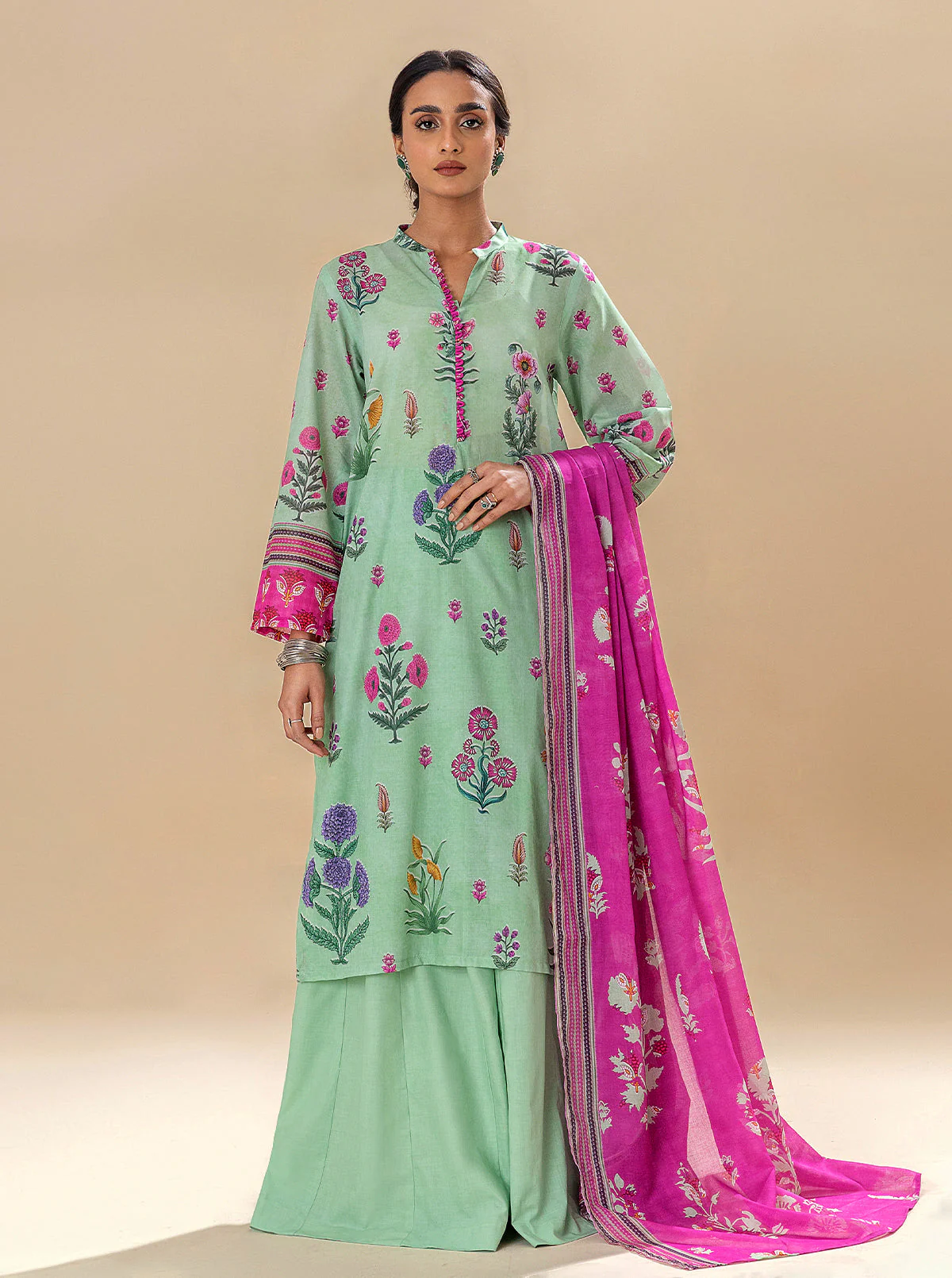 2 PIECE PRINTED LAWN SUIT-MUGHAL ACCENTS (UNSTITCHED) - Image 5