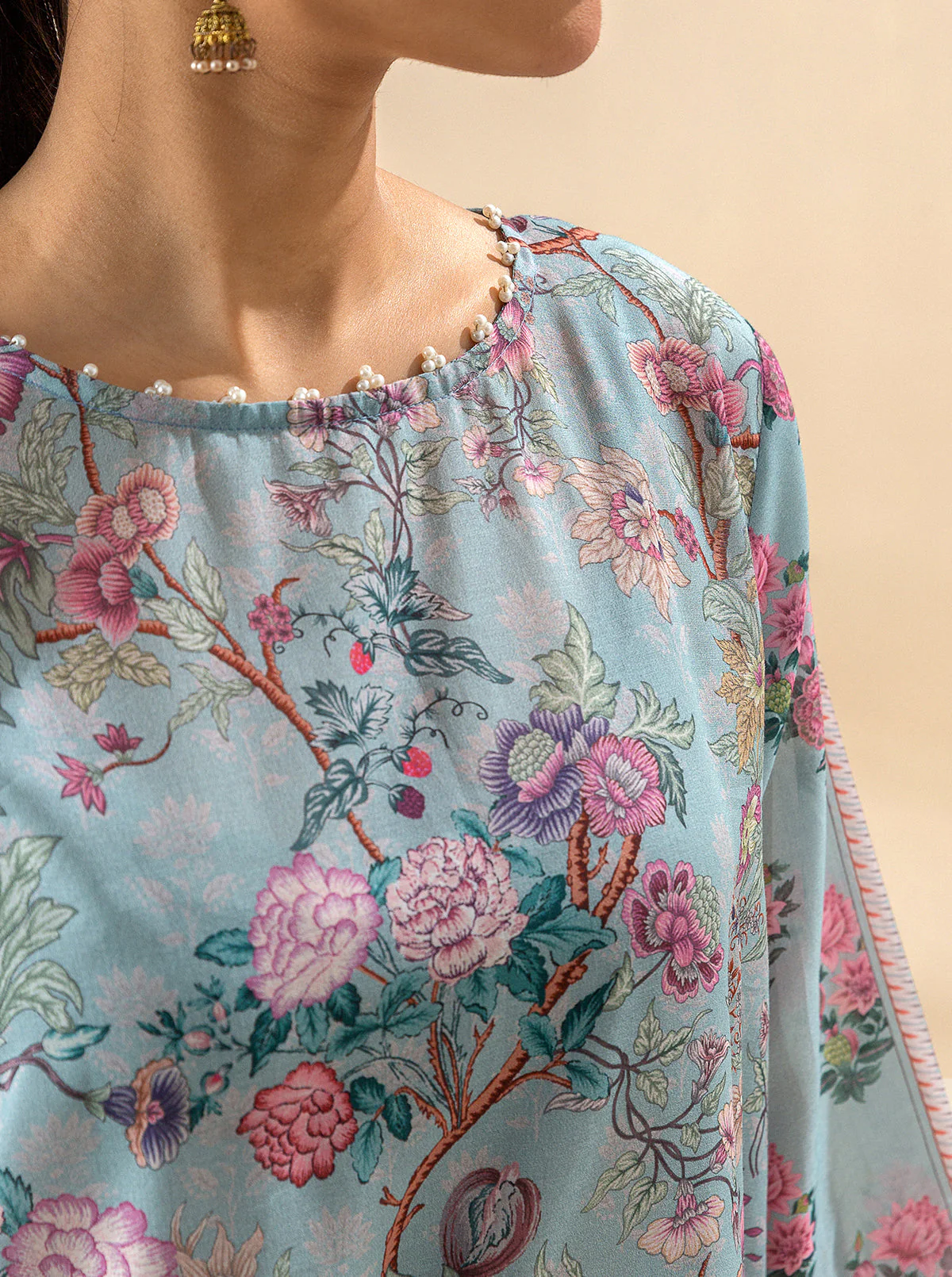 3 PIECE PRINTED LAWN SUIT-SOUL BLUE (UNSTITCHED) - Image 4