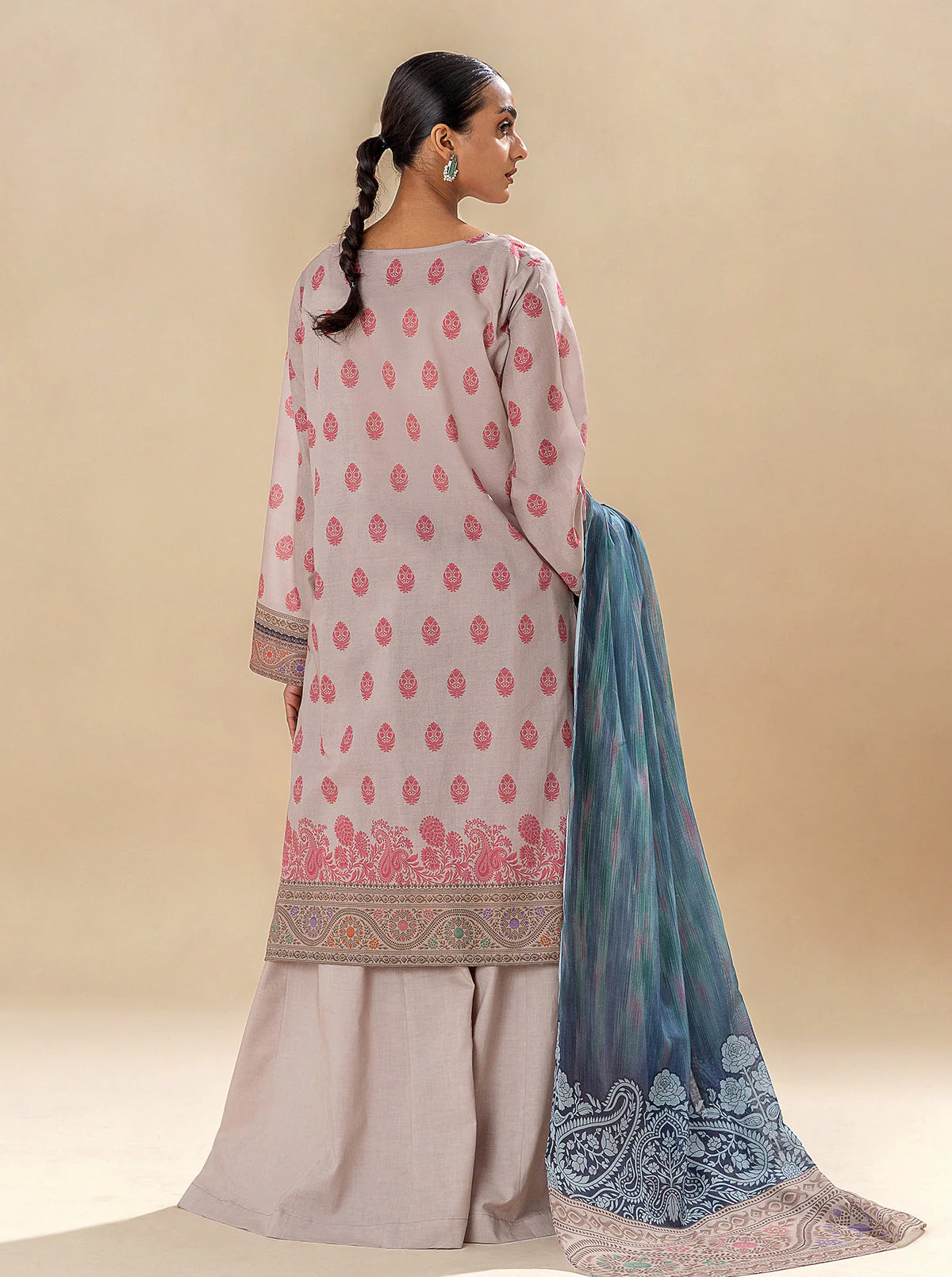 3 PIECE PRINTED LAWN SUIT-PASSION PINK (UNSTITCHED) - Image 4