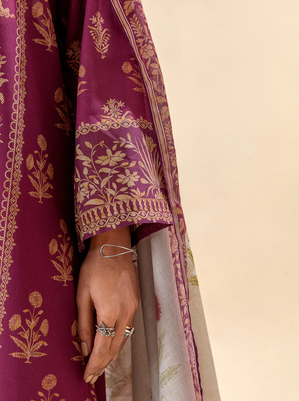 3 PIECE PRINTED LAWN SUIT-MAGENTA MOON (UNSTITCHED) - Image 2