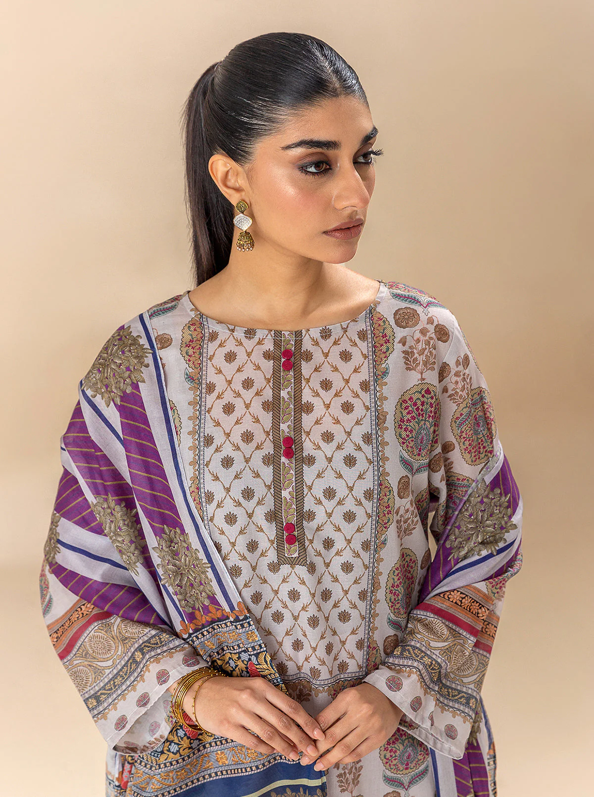 3 PIECE PRINTED LAWN SUIT-MUGHAL MELODY (UNSTITCHED) - Image 2