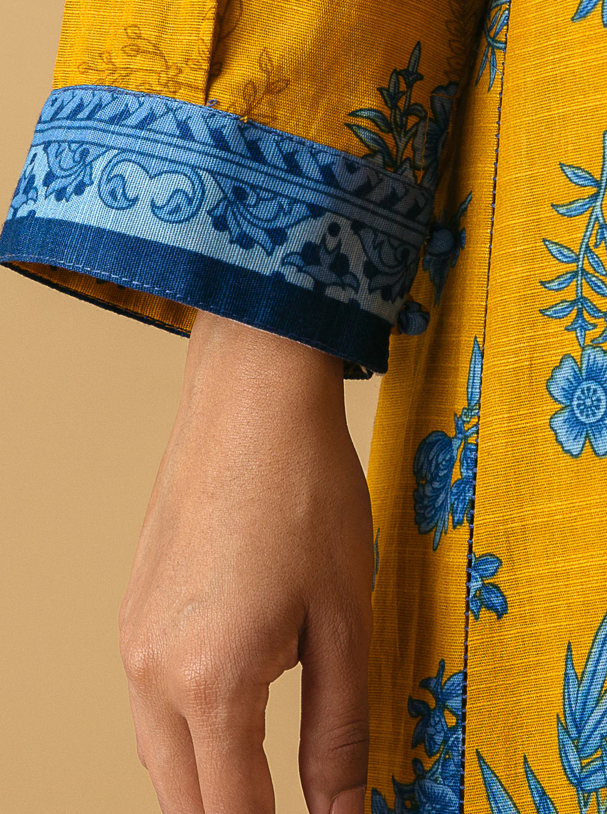 2 PIECE - PRINTED KHADDAR SUIT - MUSTARD ROBIN - Image 3