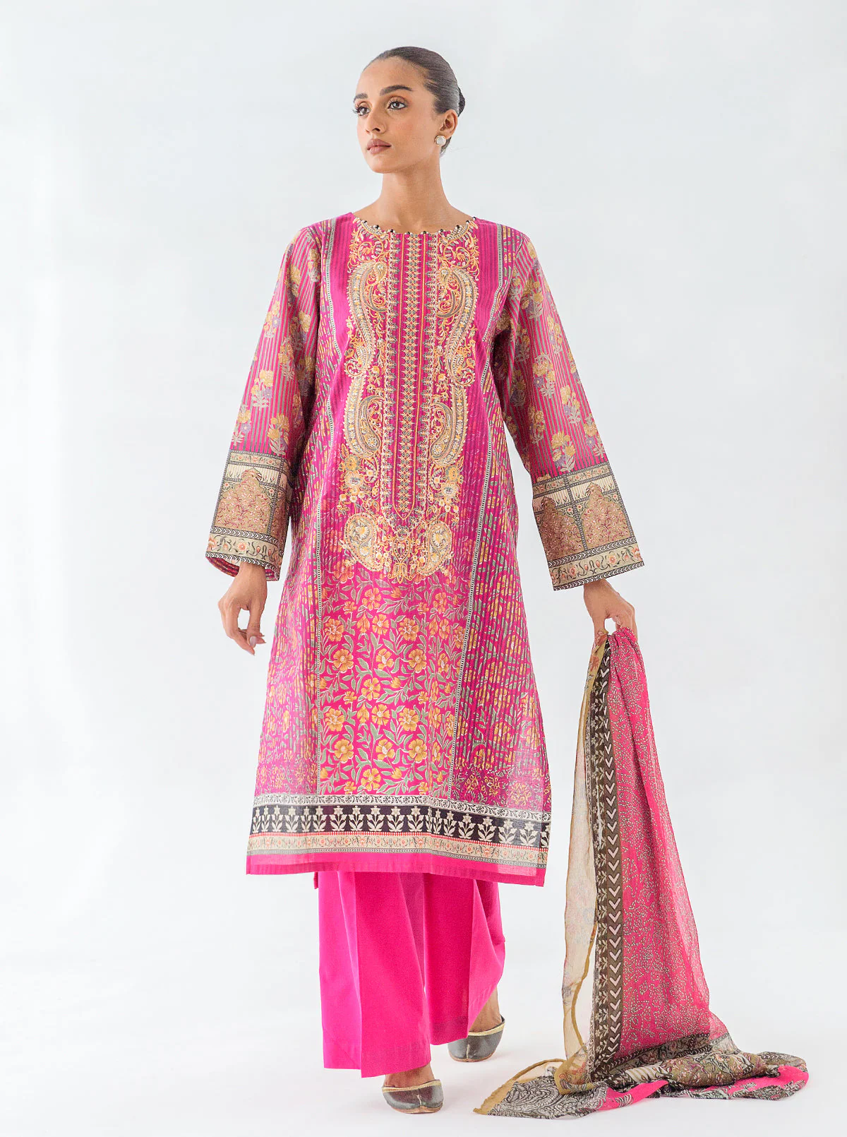 2 PIECE - EMBROIDERED CAMBRIC SUIT - VIVA MAGENTA - Image 2