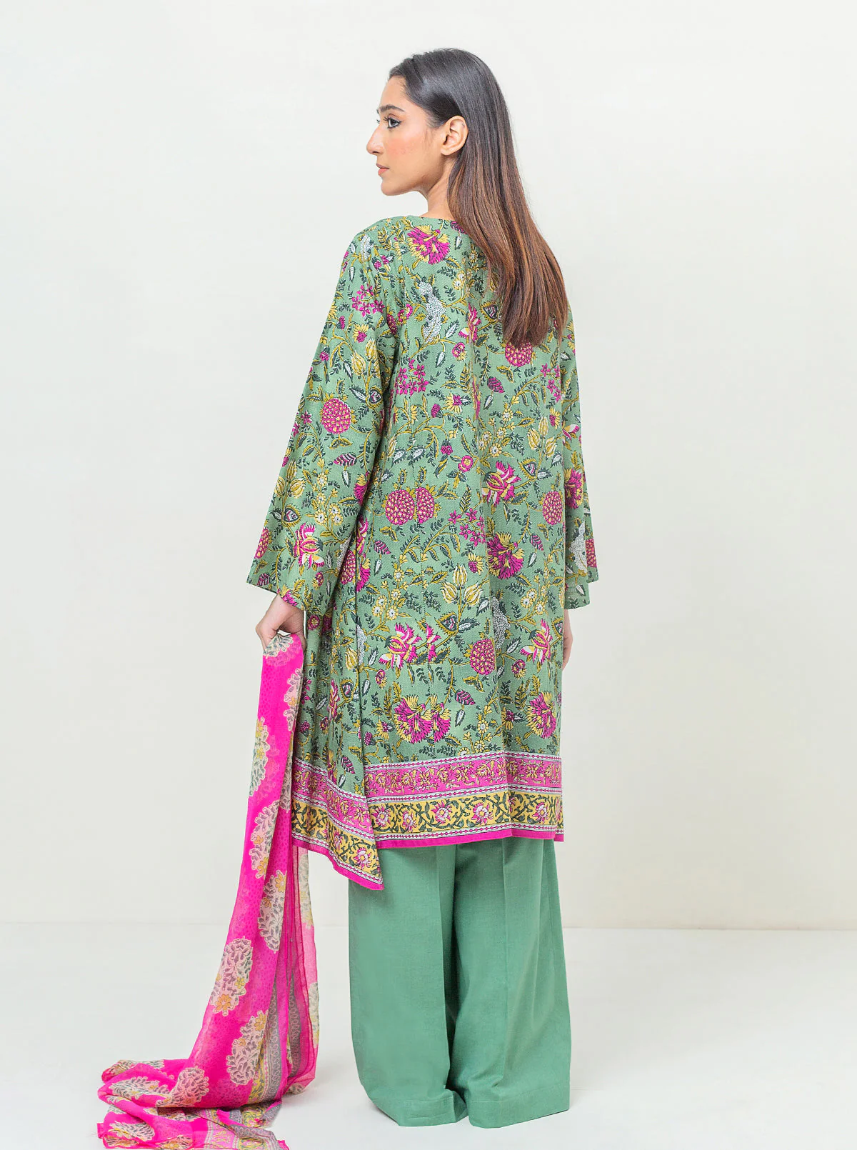 3 PIECE - PRINTED KHADDAR SUIT - FADED ROSE - Image 3