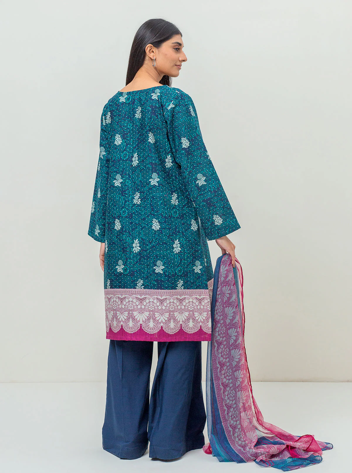 3 PIECE - PRINTED KHADDAR SUIT - MOON SHADOW - Image 3