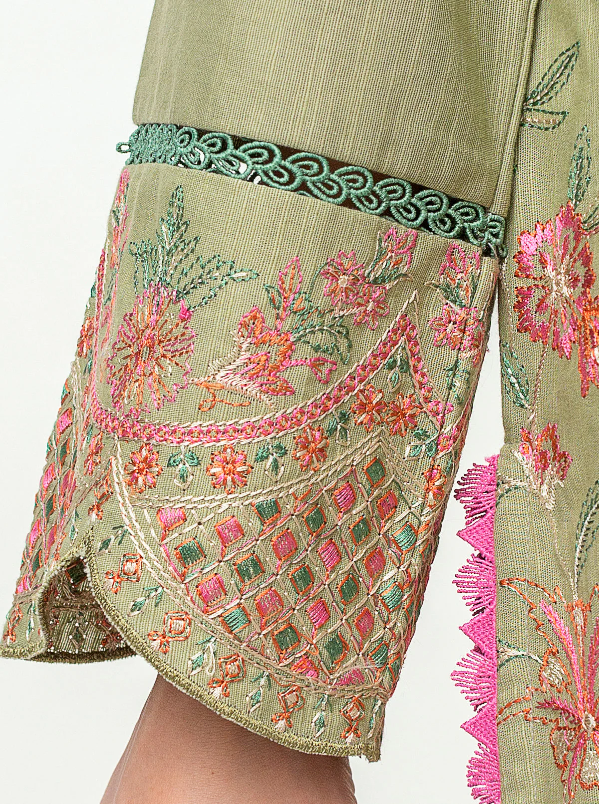 3 PIECE - EMBROIDERED KHADDAR SUIT - OLIVE EDEN - Image 5