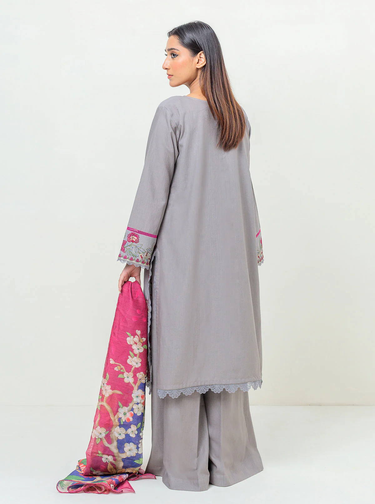 3 PIECE - EMBROIDERED KHADDAR SUIT - COOL WINTER DAY - Image 3