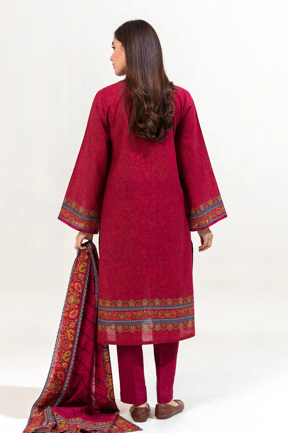 3 PIECE PRINTED KHADDAR SUIT-ROSEWOOD CHARM (UNSTITCHED) - Image 3