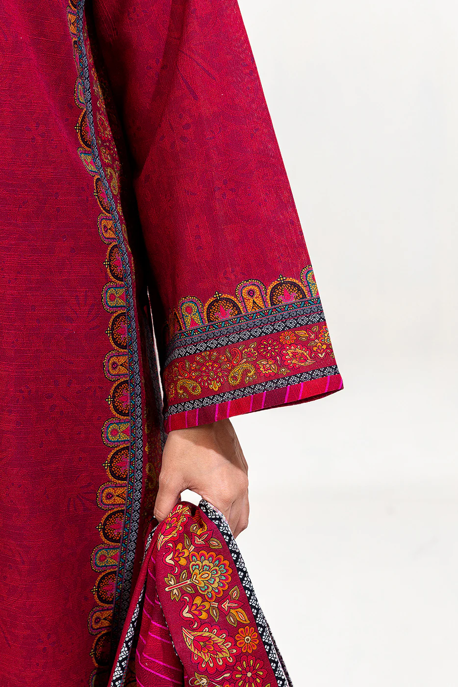 3 PIECE PRINTED KHADDAR SUIT-ROSEWOOD CHARM (UNSTITCHED) - Image 5