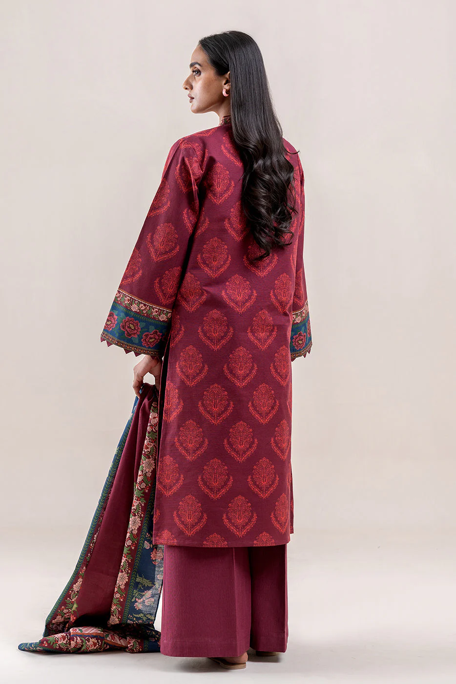 3 PIECE PRINTED KHADDAR SUIT-BRICK TALE (UNSTITCHED) - Image 4