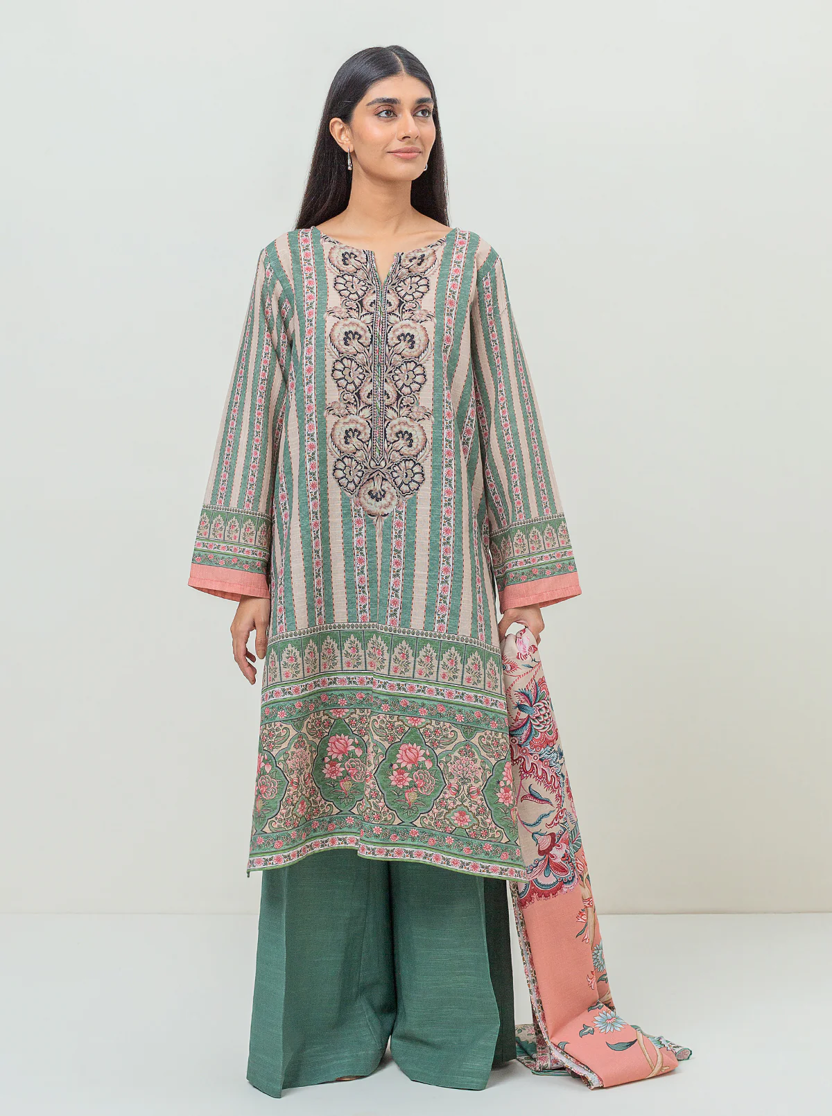 2 PIECE PRINTED KHADDAR SUIT-LINEAGE LEAF (UNSTITCHED) - Image 2