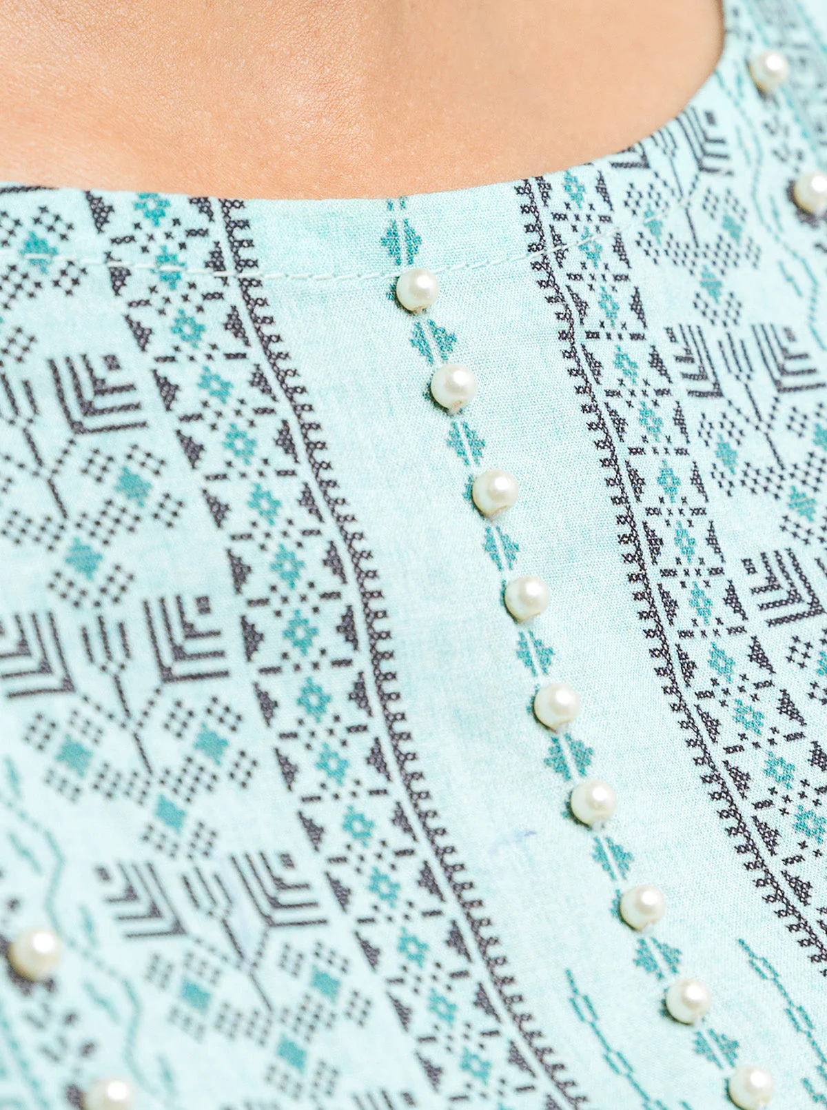 1 PIECE - PRINTED LAWN SHIRT - MINTY DEW - Image 3