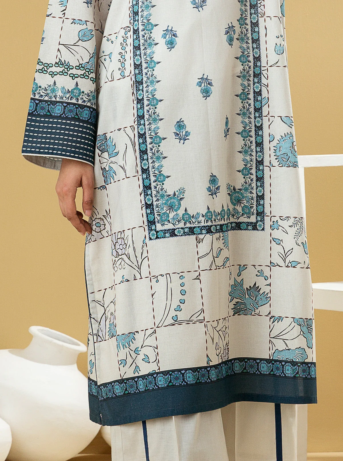 1 PIECE - PRINTED LAWN SHIRT - GREY FROST - Image 2
