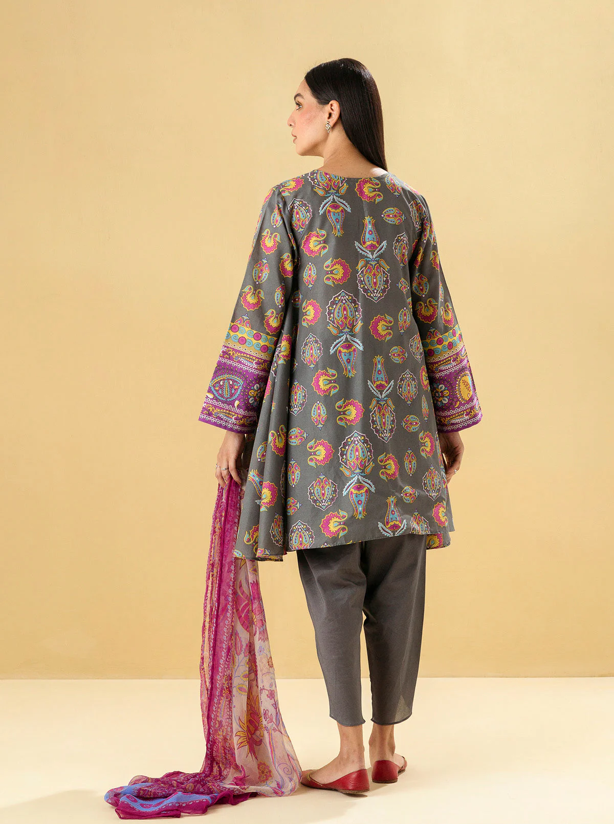 2 PIECE - PRINTED LAWN SUIT - MIDNIGHT GREY - Image 6