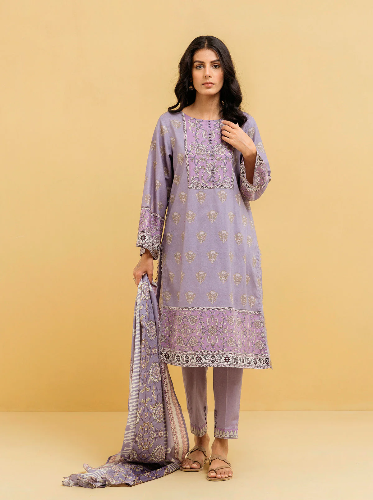 2 PIECE - PRINTED LAWN SUIT - ROYAL LILAC - Image 3