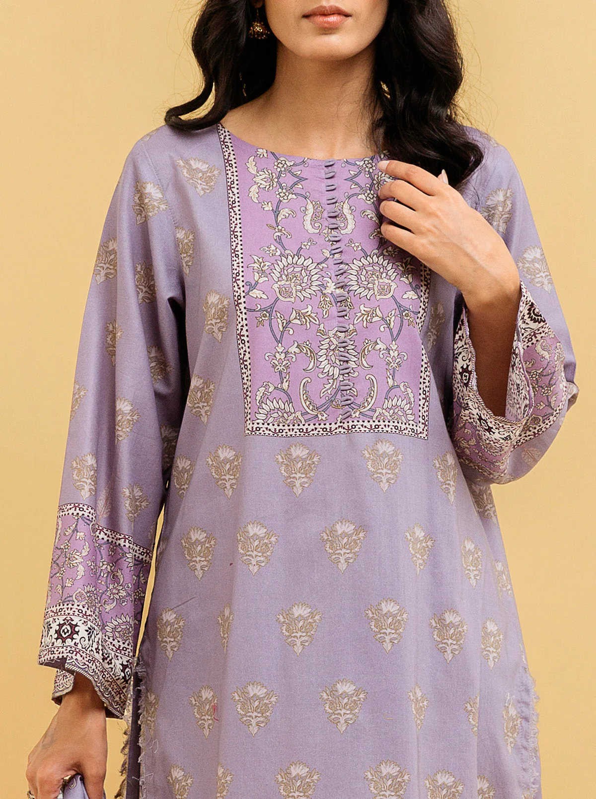 2 PIECE - PRINTED LAWN SUIT - ROYAL LILAC - Image 4