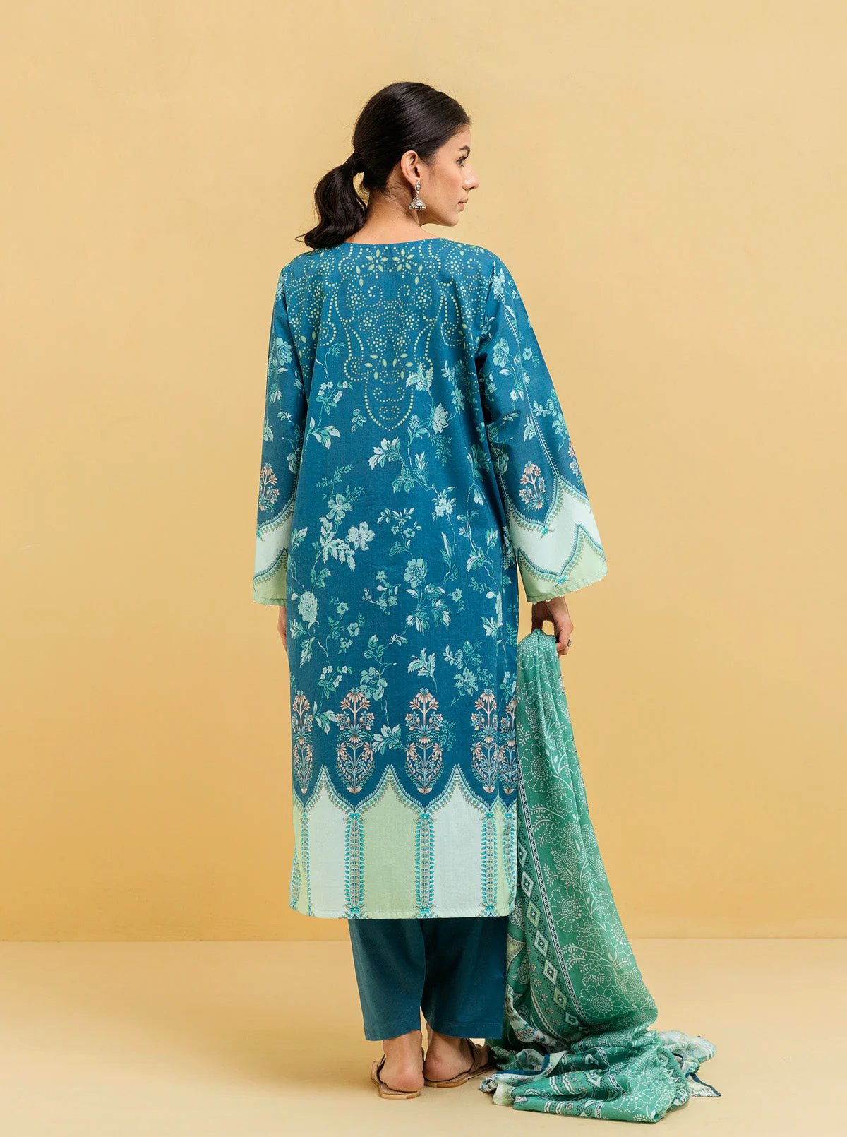 3 PIECE - PRINTED LAWN SUIT - NOSTALGIC BLUE - Image 6