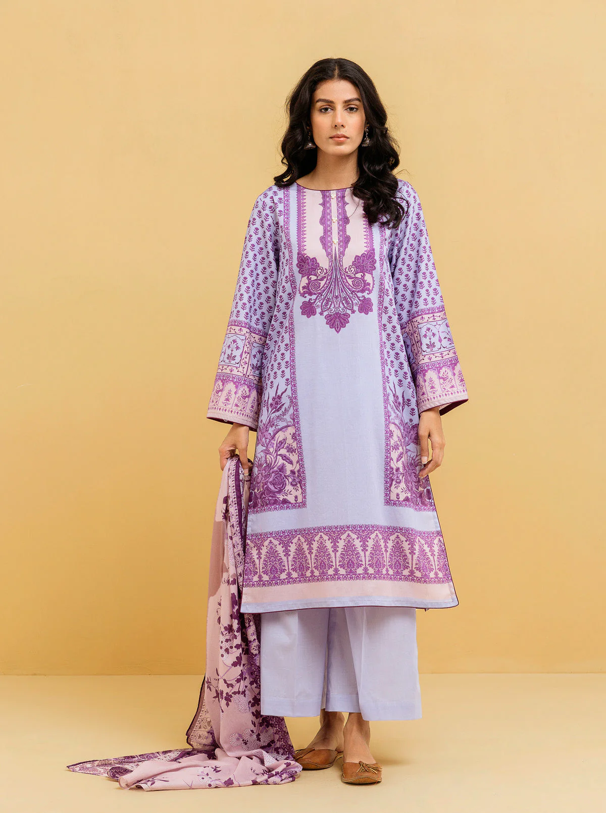 3 PIECE - PRINTED LAWN SUIT - LILAC BREEZE - Image 3
