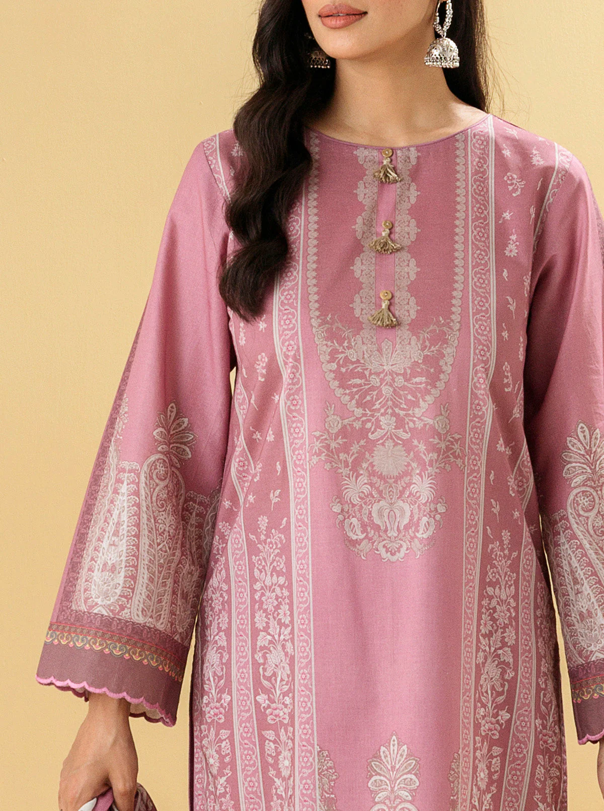 3 PIECE - PRINTED LAWN SUIT - MAUVE GLOW - Image 4