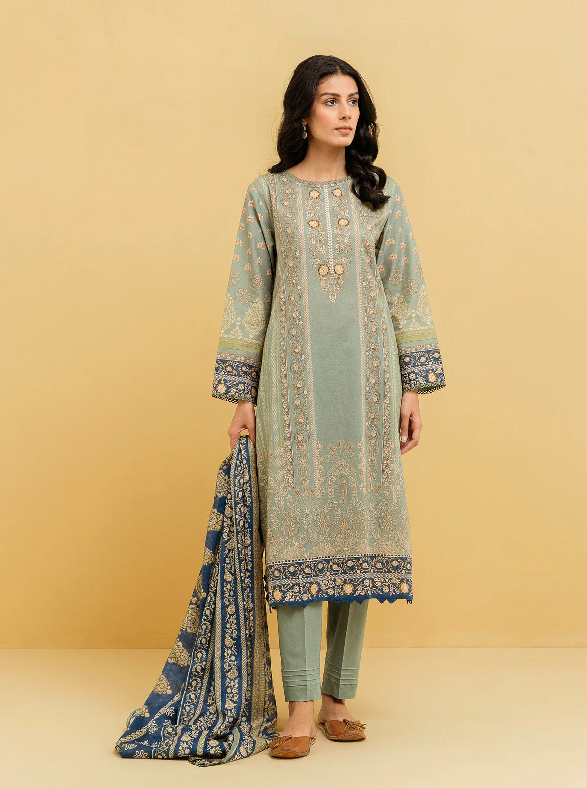 3 PIECE - PRINTED LAWN SUIT - ETHNIC ELEGANCE - Image 3