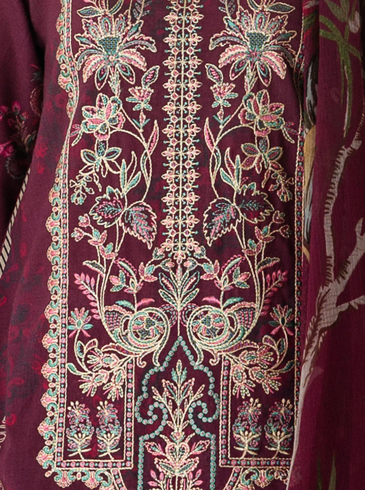 3 PIECE - EMBROIDERD LAWN SUIT - PURPLE POTION - Image 2
