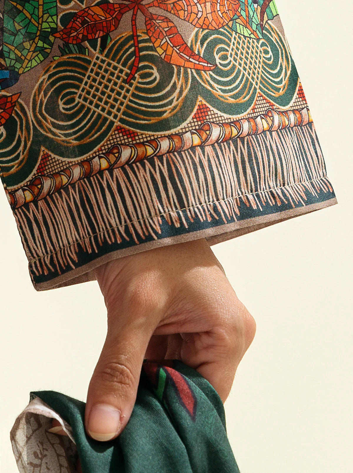 3 PIECE - PRINTED LAWN SUIT - NEOCLASSICAL CREME - Image 4