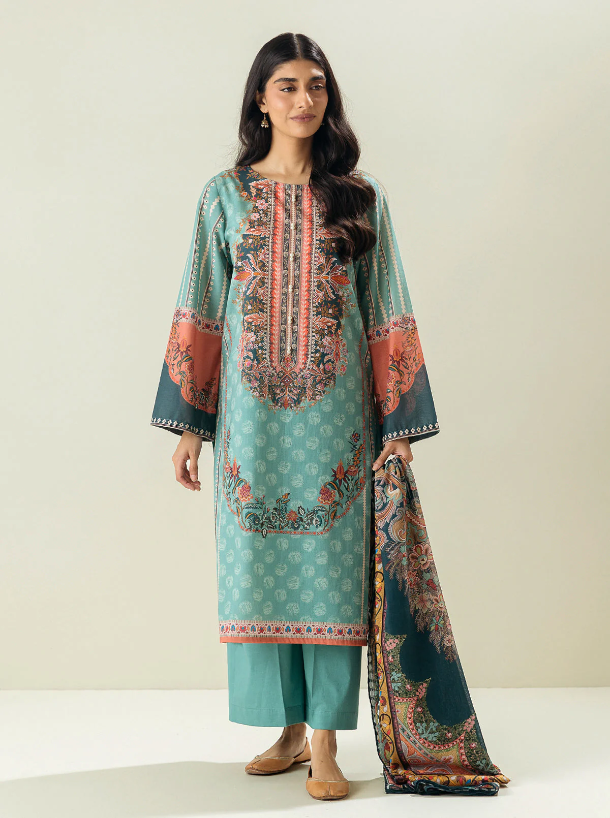 3 PIECE - PRINTED LAWN SUIT - DAWN DESIRE - Image 2