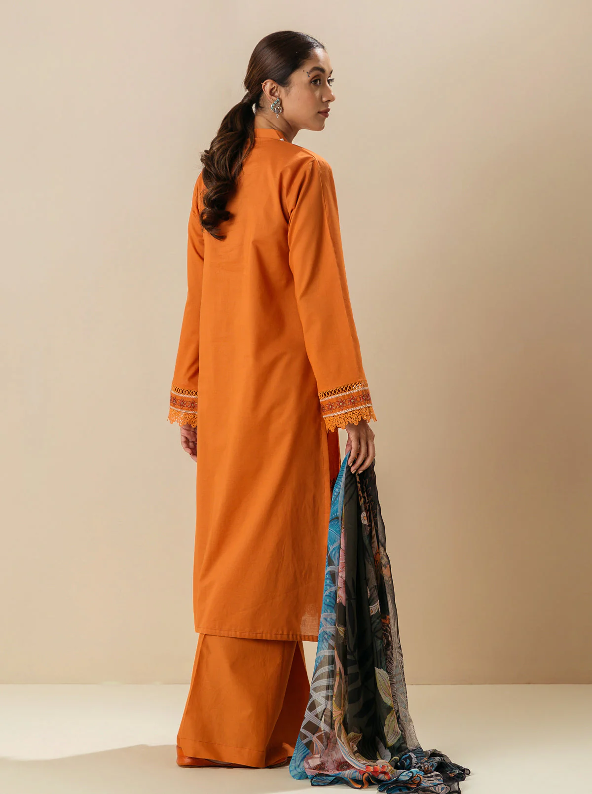 3 PIECE - EMBROIDERD LAWN SUIT - FALL FANTASY - Image 4