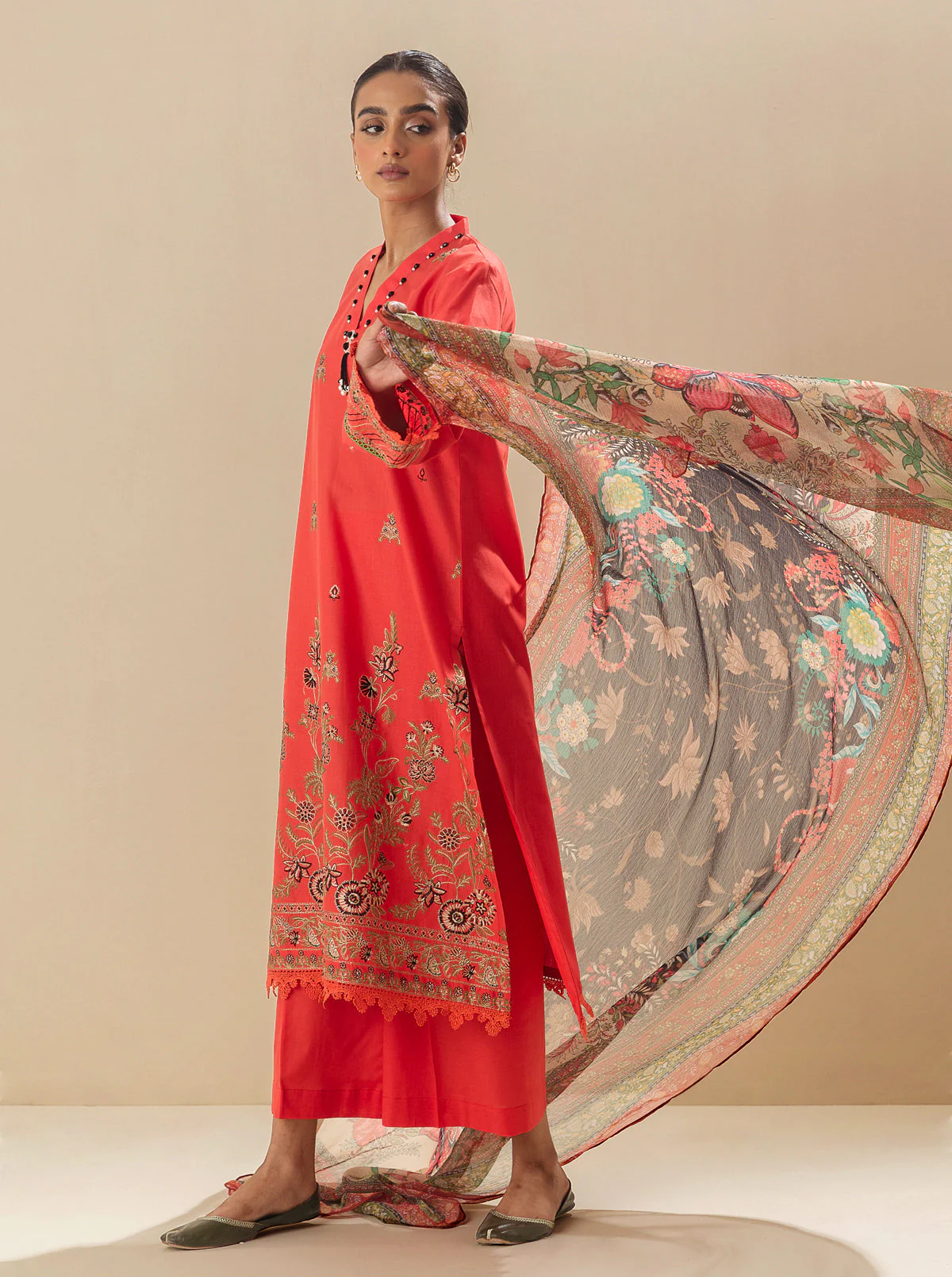 3 PIECE - EMBROIDERED LAWN SUIT - CHERRY EDEN - Image 2