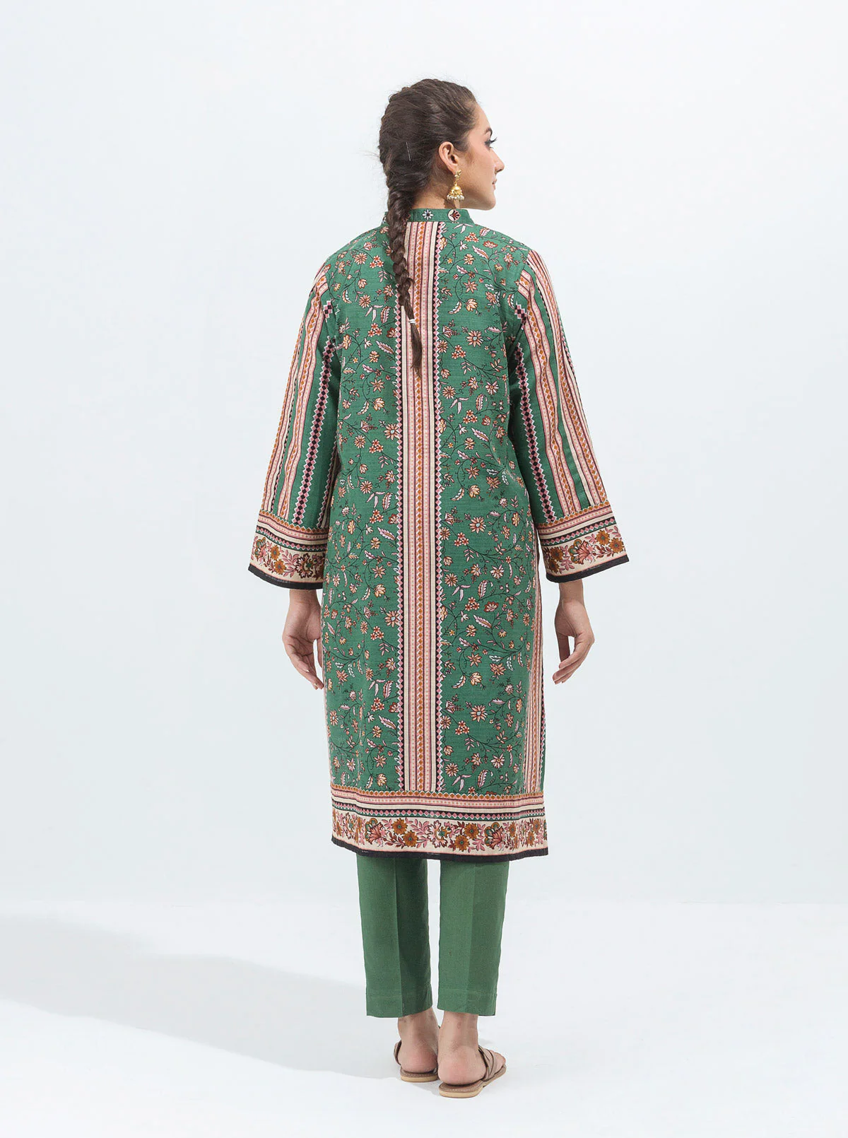 2 PIECE - PRINTED KHADDAR SUIT - WHISPERING TEAL - Image 4