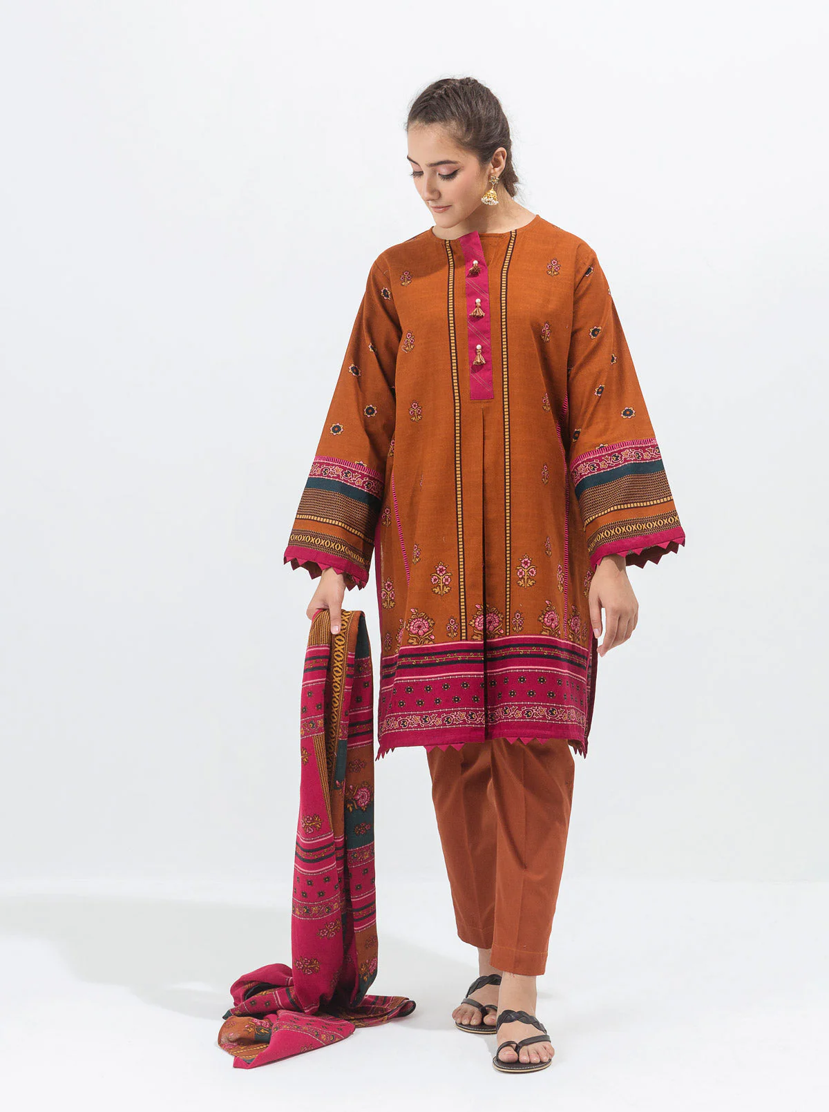 3 PIECE - PRINTED WITH SHAWL KHADDAR SUIT - MYSTIC TREASURE - Image 3