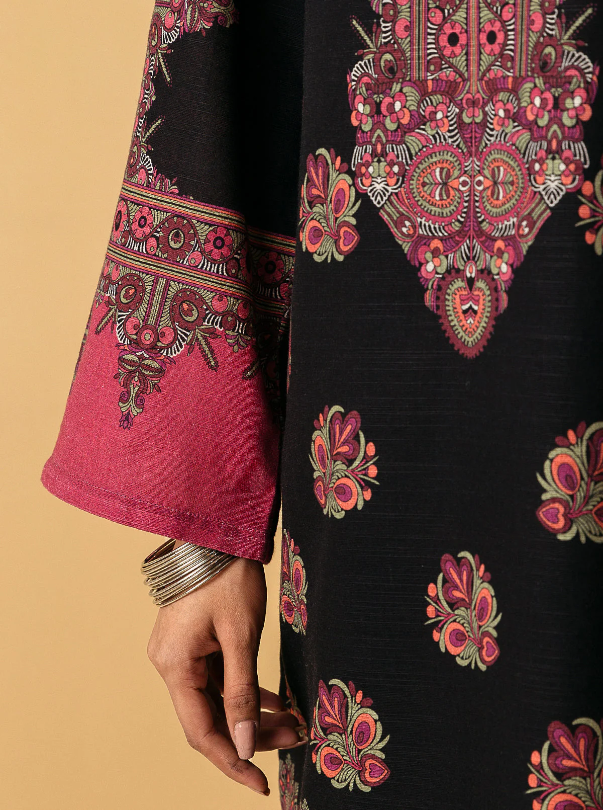 2 PIECE - PRINTED KHADDAR SUIT - MOKASH BLACK - Image 3