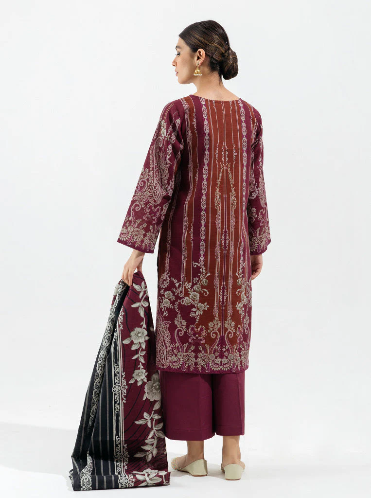 3 PIECE - PRINTED KHADDAR SUIT - CRIMSON FLORA - Image 3