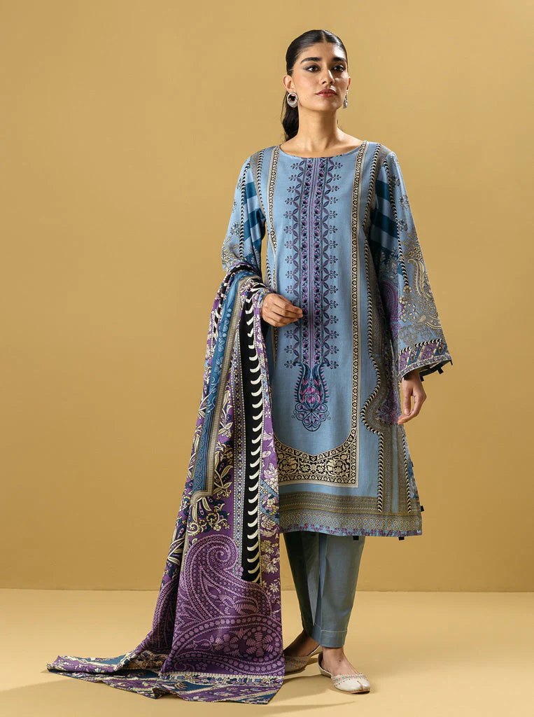 3 PIECE - EMBROIDERED  KHADDAR SUIT - SOFT HUES - Image 2