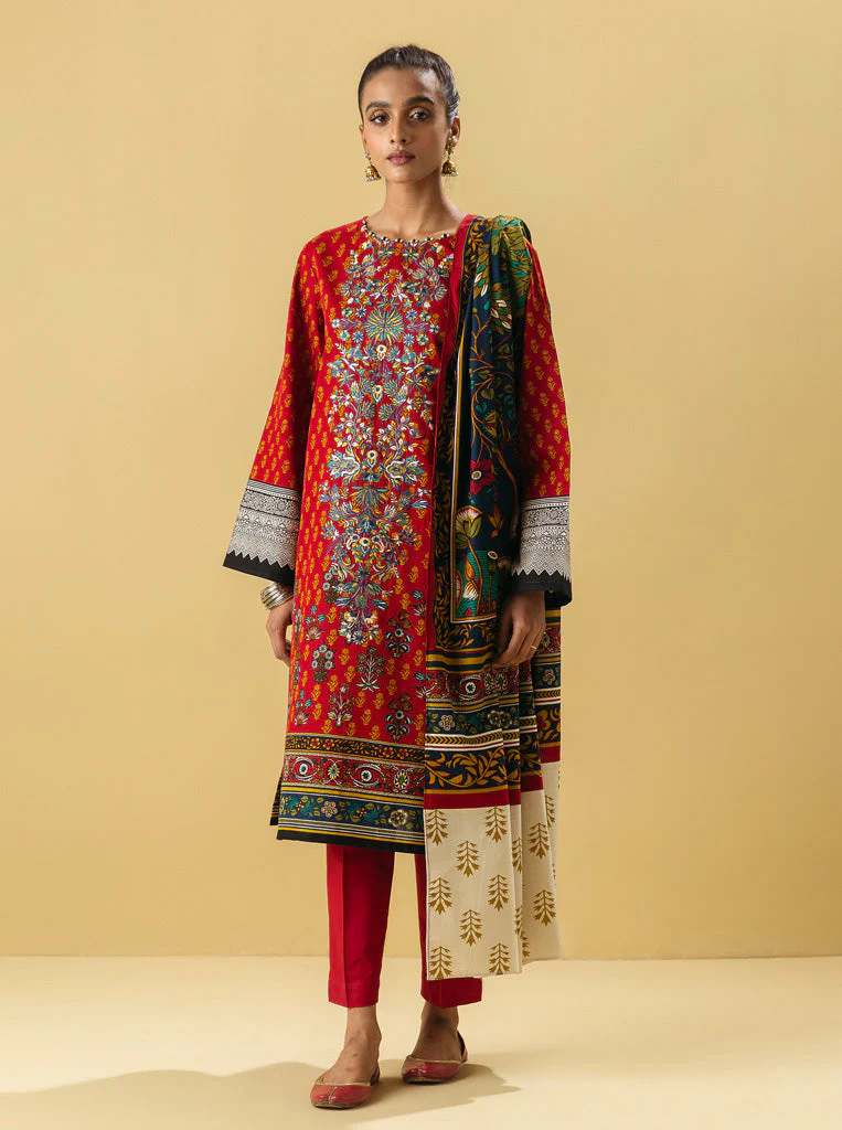 3 PIECE - EMBROIDERED  KHADDAR SUIT - FLORAL SYMNITY - Image 5