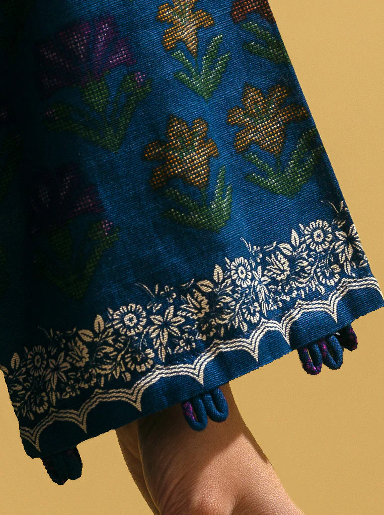 3 PIECE - EMBROIDERED  KHADDAR SUIT - BLOOMING BLACK - Image 5