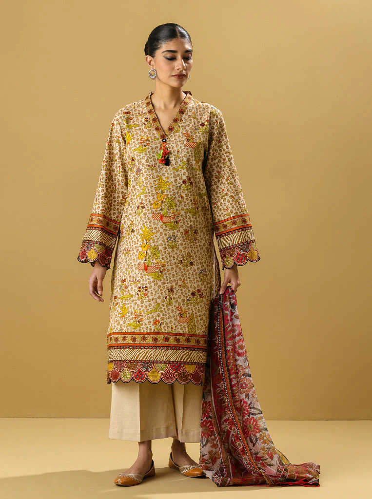 3 PIECE - PRINTED KHADDAR SUIT - LIMEADE - Image 3
