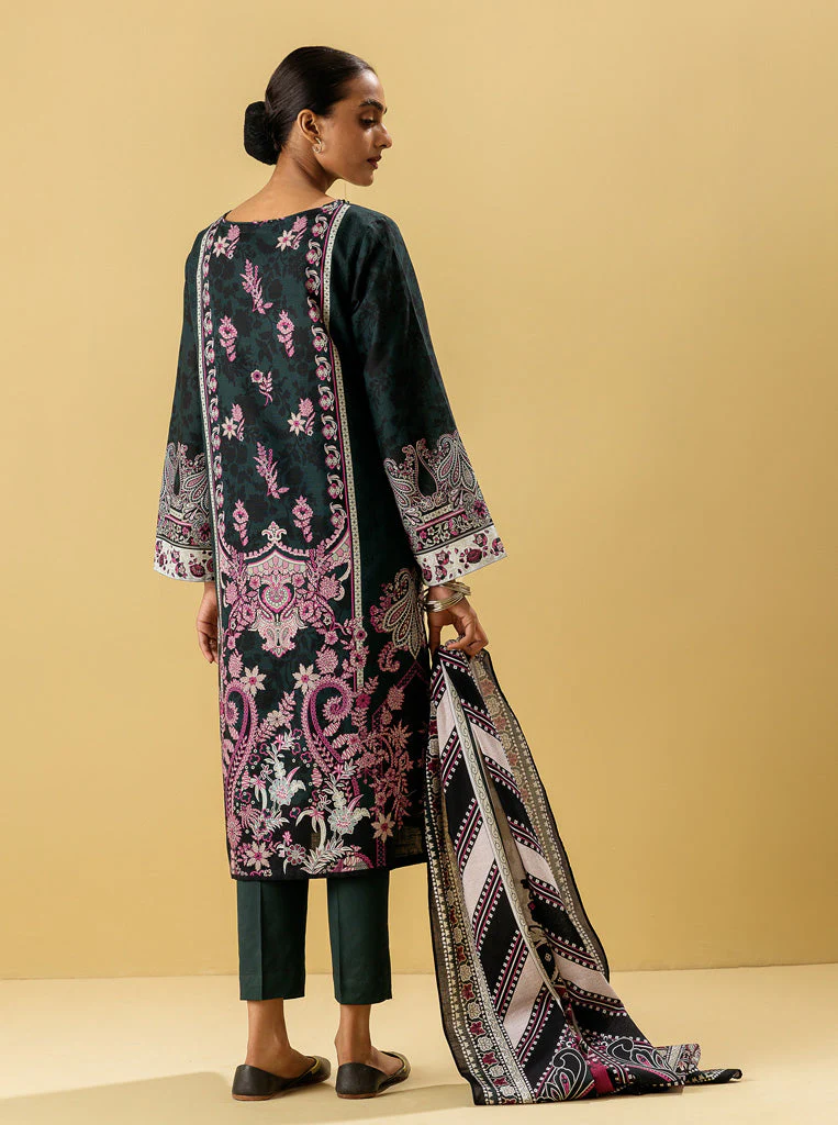 3 PIECE - PRINTED KHADDAR SUIT - ROYAL GREEM - Image 2