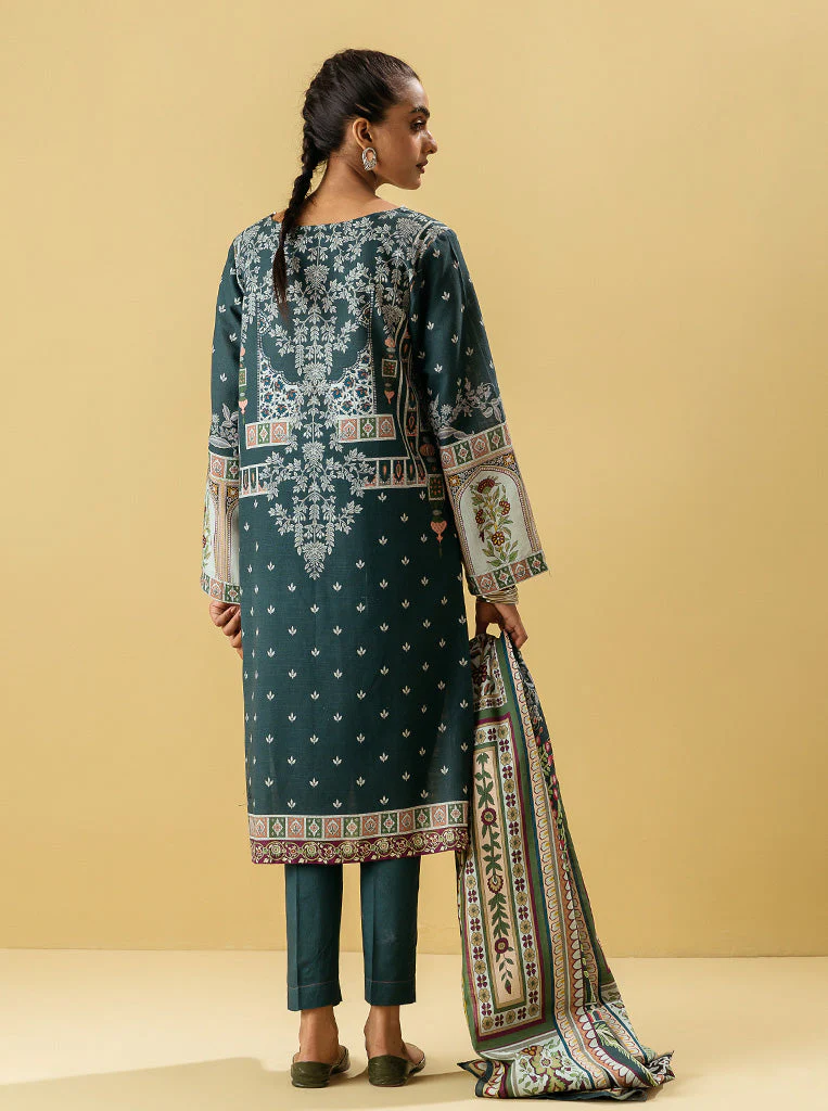 3 PIECE - PRINTED KHADDAR SUIT - TEAL TREASORE - Image 3