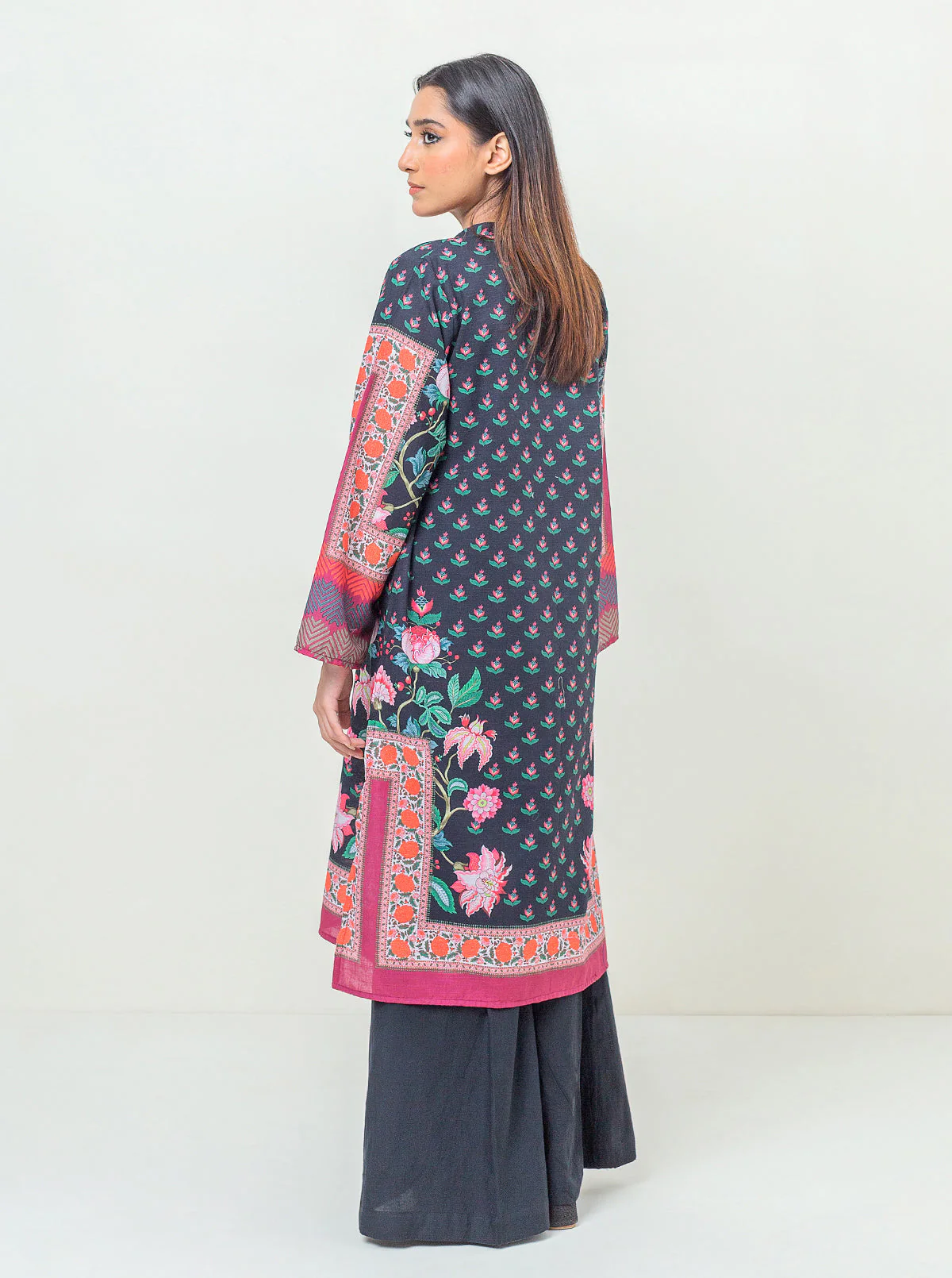 1 PIECE - PRINTED KHADDAR SHIRT - NIGHT GARDEN - Image 2