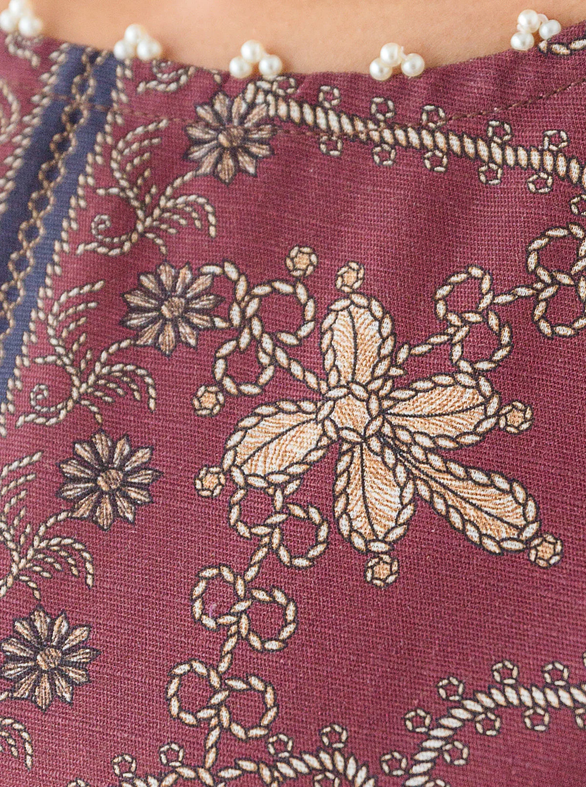 1 PIECE - PRINTED KHADDAR SHIRT - MAROON MAGIC - Image 3